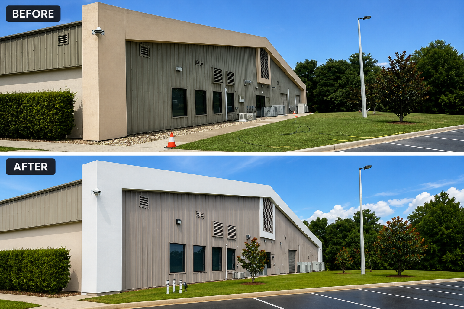 Before and after commercial exterior restoration